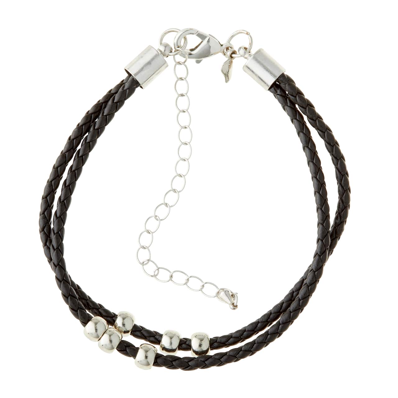 Charmalong&#x2122; Black Faux Leather Bracelet by Bead Landing&#x2122;